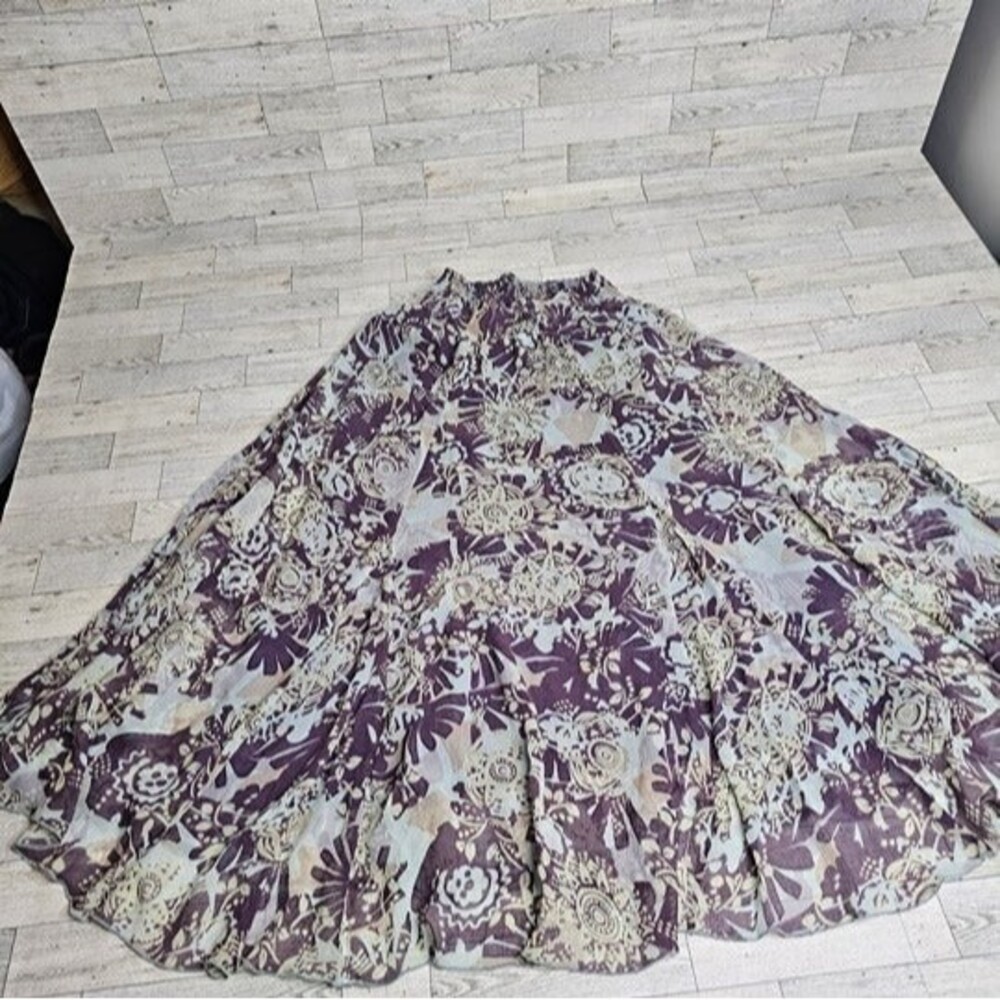 CABI 100% Silk Multicolor (Purple/Grey) Blue Lined Swing Dress, Women's Size S